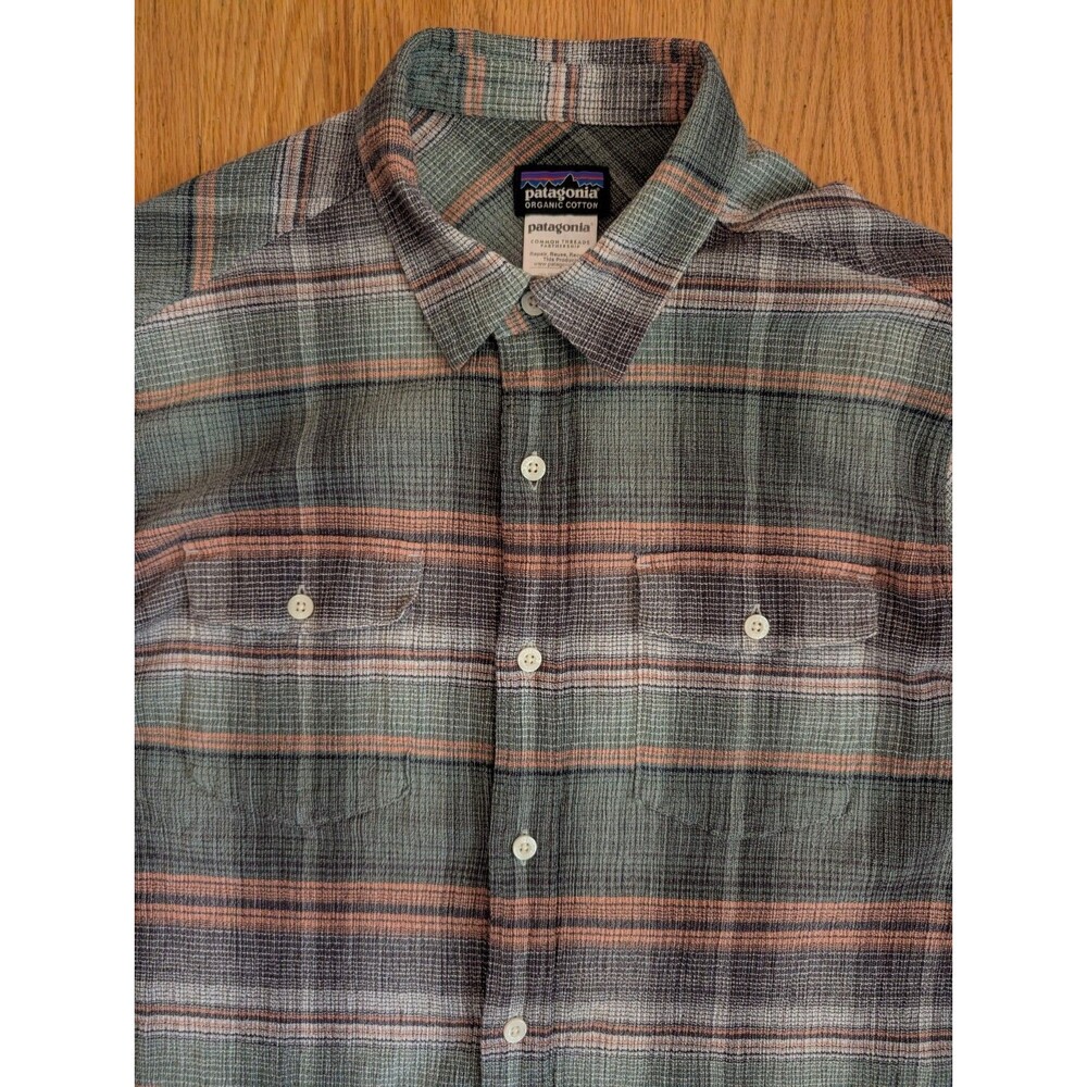 Patagonia Button Shirt Long-Sleeved A/C Steersman Organic Cotton Shirt Mens M